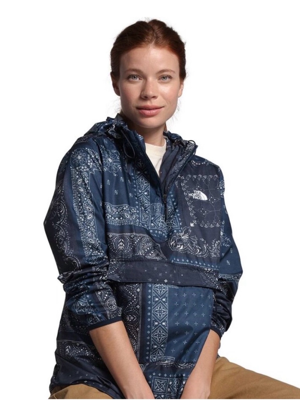 The North Face Women’s Fanorak Jacket Navy Bandana, size Large like NEW🔥
